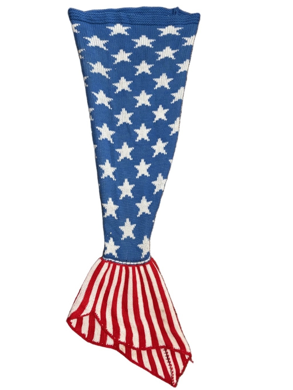 Americana Mermaid Tail Blanket-American Flag Patriotic Knit-One Size
